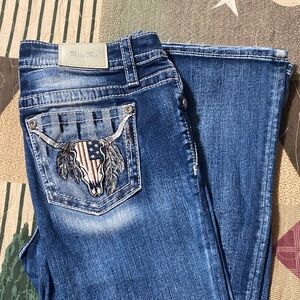 Miss Me Blue Denim Jeans with Patriotic Embroidery, see pictures!